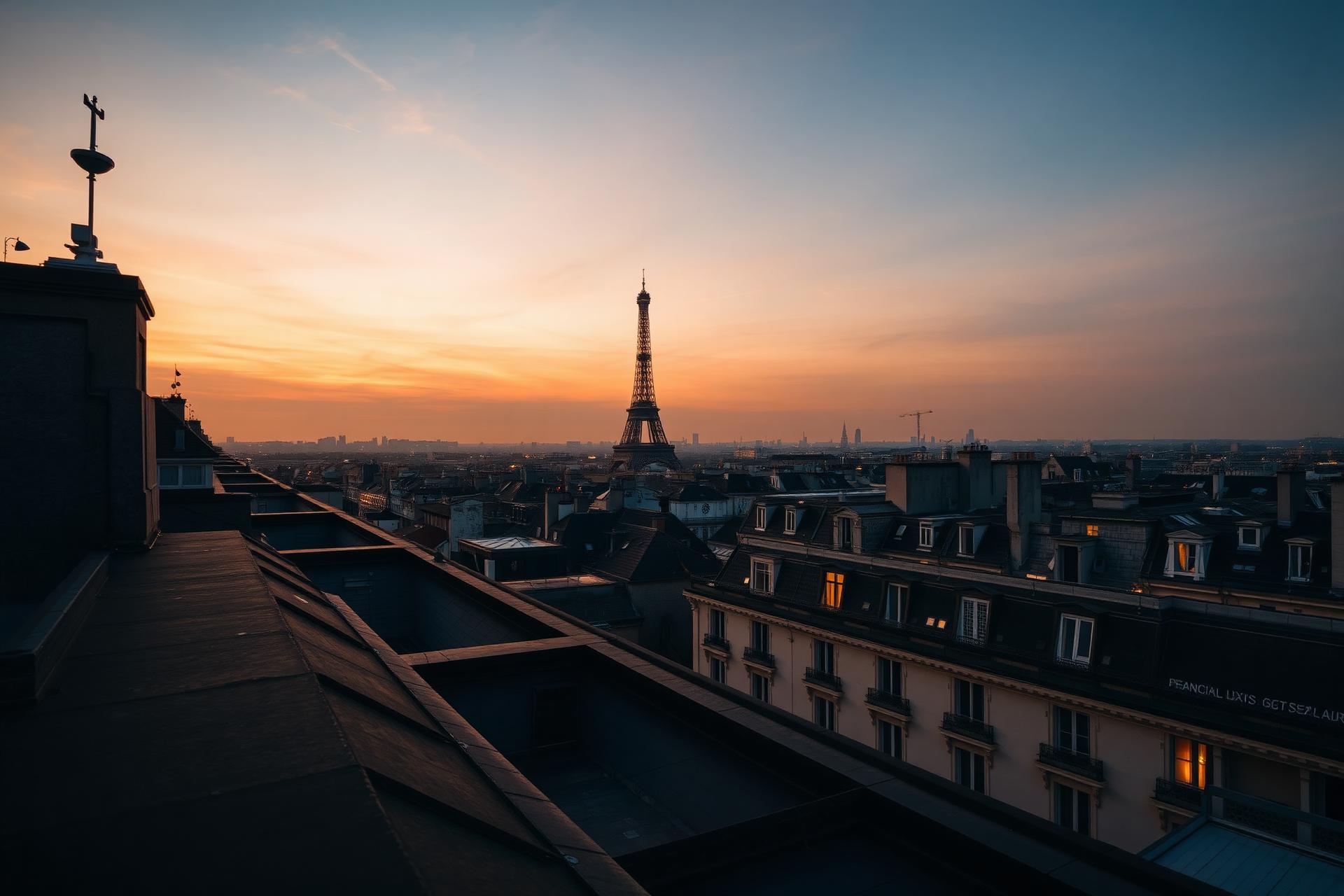 Panoramic view of Paris at sunset